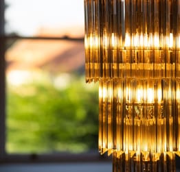 An ornate golden chandelier